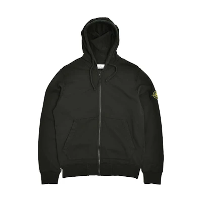 STONE ISLAND Classic Black Hoodie with Zipper and Badge - Unisex Lightweight Style 721564251-V0029