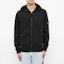 Shop STONE ISLAND クラシック黒フーディー ジッパー&バッジ付き - ユニセックス軽量スタイル 721564251-V0029