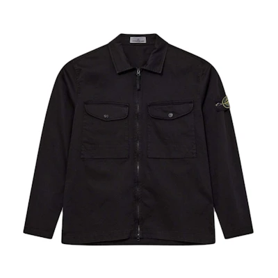STONE ISLAND Classic Clean Fit Black Long Sleeve Zip-Up Jacket for Men. 801510812-V0029