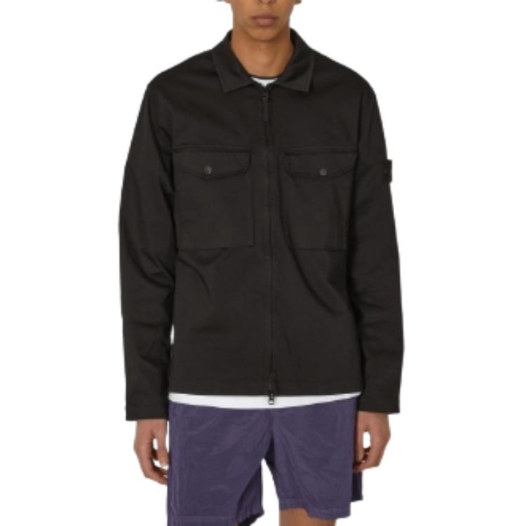 STONE ISLAND Classic Clean Fit Black Long Sleeve Zip-Up Jacket for Men. 801510812-V0029 圖 4
