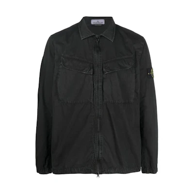 Stone Island Classic Cleanfit Double Pocket Washed Zip Shirt Jacket Black 7715101WN-V0129
