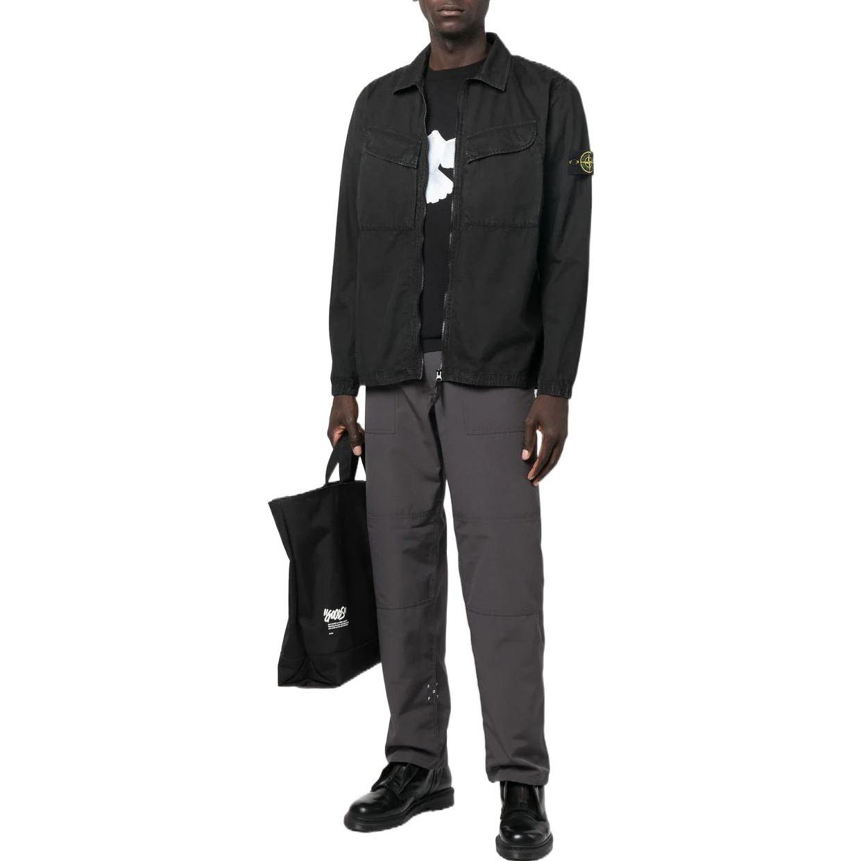 Stone Island Classic Cleanfit Double Pocket Washed Zip Shirt Jacket Black 7715101WN-V0129 圖 3