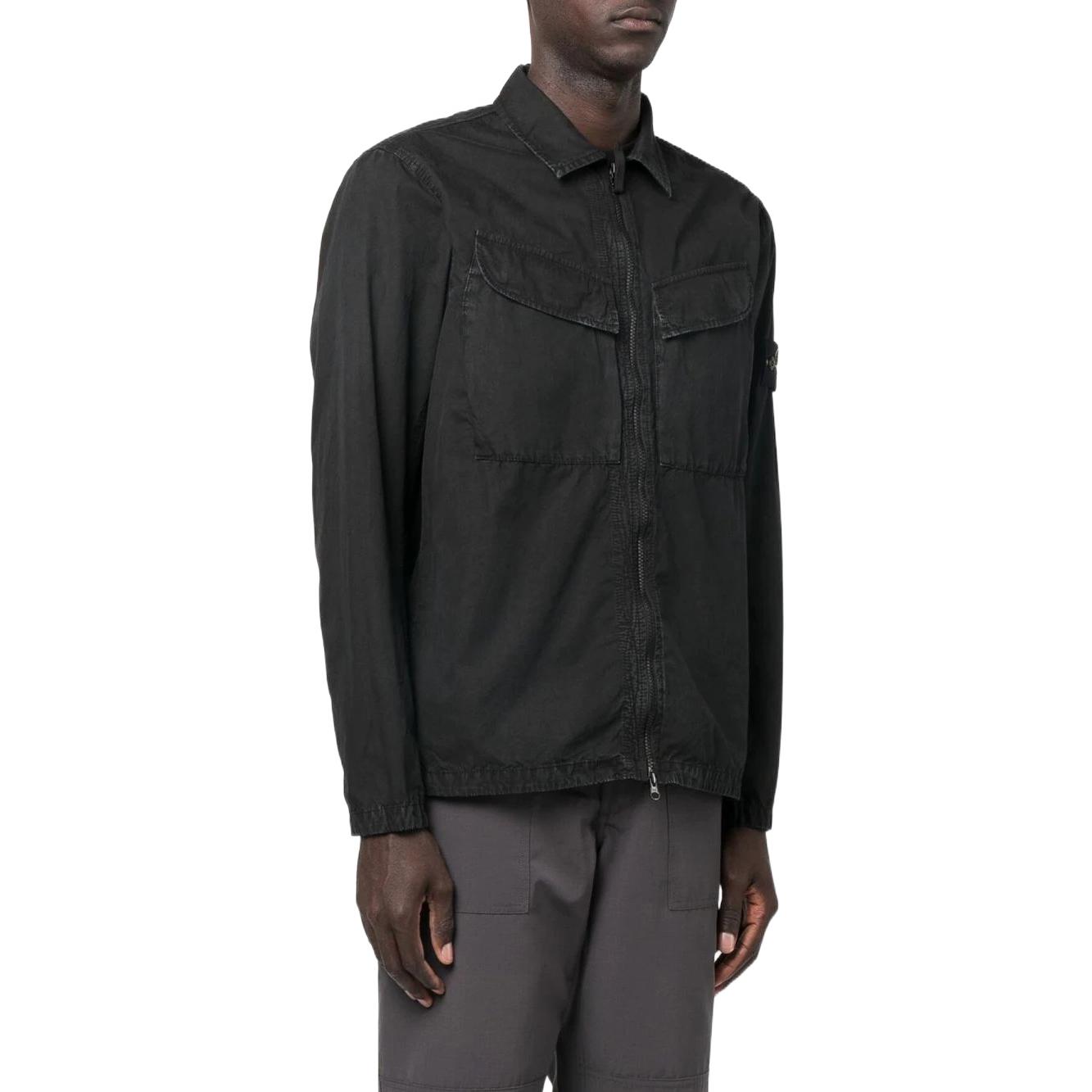 Stone Island Classic Cleanfit Double Pocket Washed Zip Shirt Jacket Black 7715101WN-V0129 圖 4