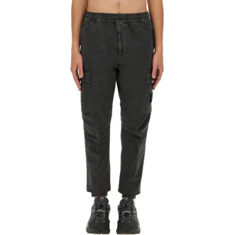 STONE ISLAND Classic Gray Mid-Rise Elastic Straight-Leg Pants for Men. 8115313L1-V0162 圖 4