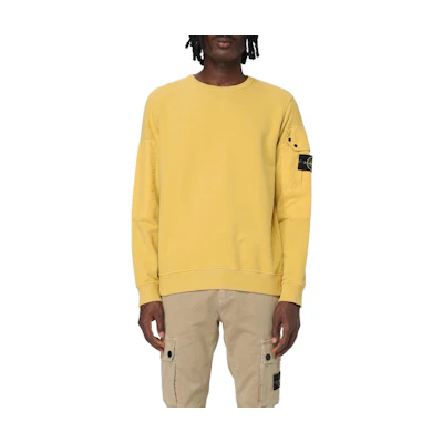 STONE ISLAND Classic Logo Crewneck Sweatshirt Yellow Unisex Fall/Winter 811563920-V0033