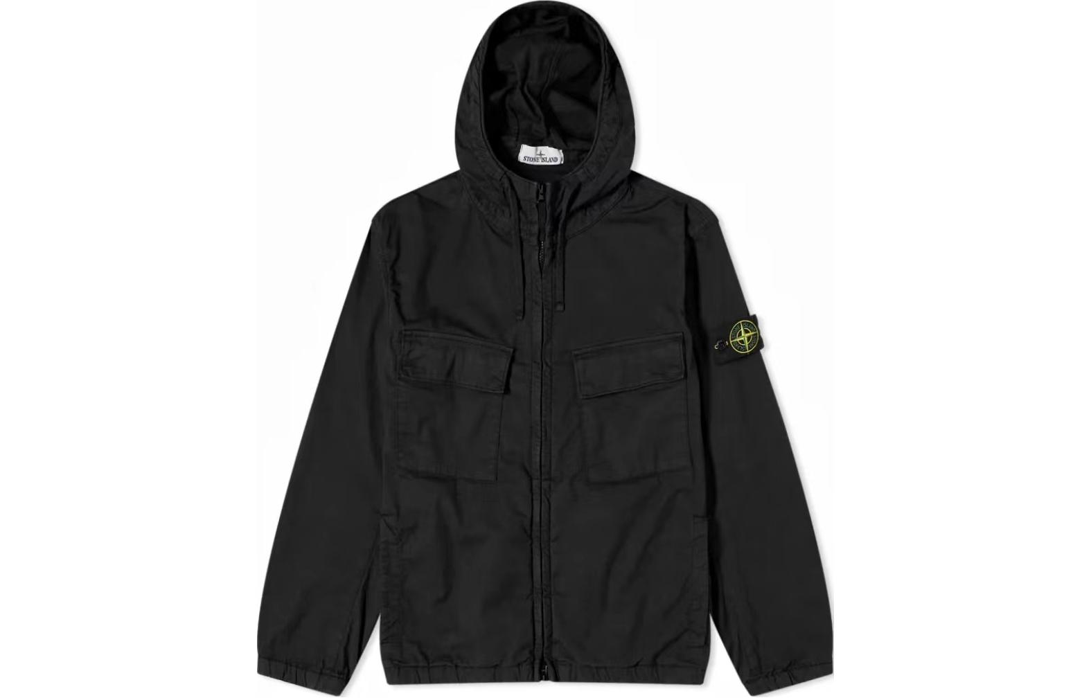 STONE ISLAND Classic Logo Patch Cotton Zip Hoodie Jacket  Spring/Fall Wear 801542610-V0029