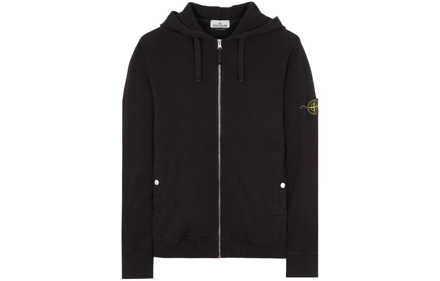 STONE ISLAND Classic Logo Zip Hoodie Unisex Black Spring Autumn Sweatshirt 801563160-V0029 圖 2