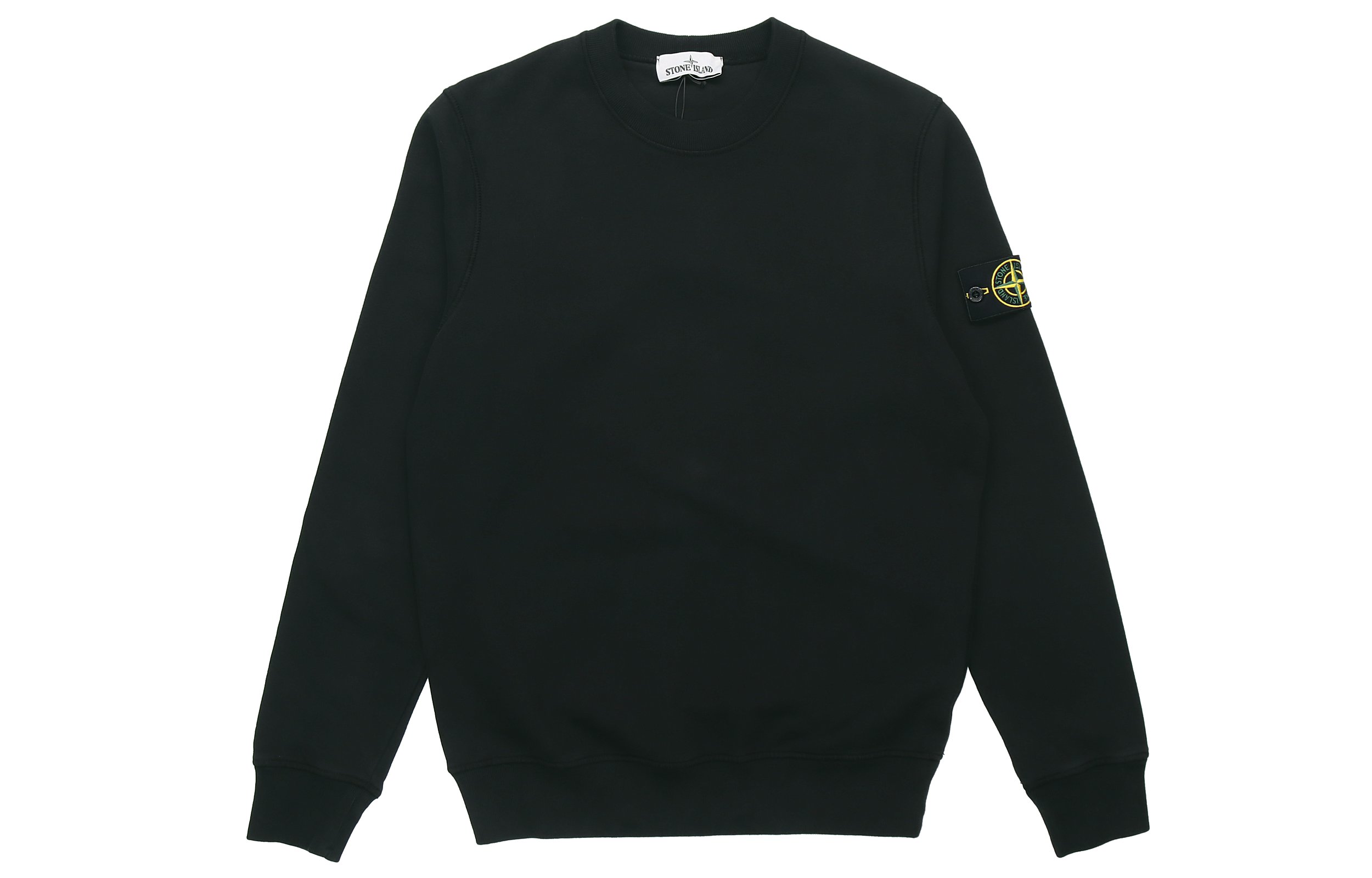 STONE ISLAND Classic Solid Fleece Cotton Crewneck Sweatshirt Black Unisex. 731563020-V0029 圖 2