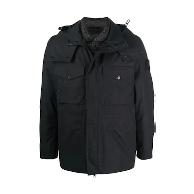 Stone Island Classic Solid Logo Black Label Zip Jacket Unisex Outdoor Style 7715437F1-V0029