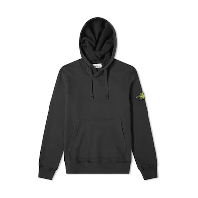 STONE ISLAND Classic Solid Logo Patch Hoodie Black Sweatshirt 731564120-V0029