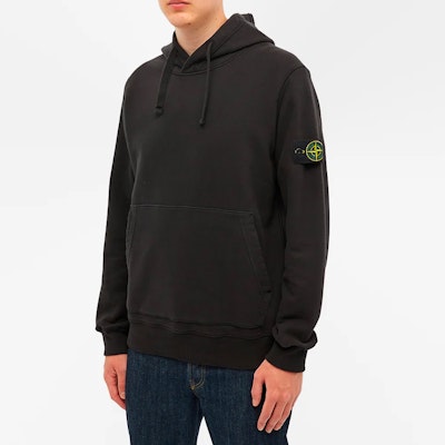 STONE ISLAND Hoodie Hitam Logo Patch Klasik Sweatshirt 731564120-V0029 Details for STONE ISLAND Hoodie Hitam Logo Patch Klasik Sweatshirt 731564120-V0029