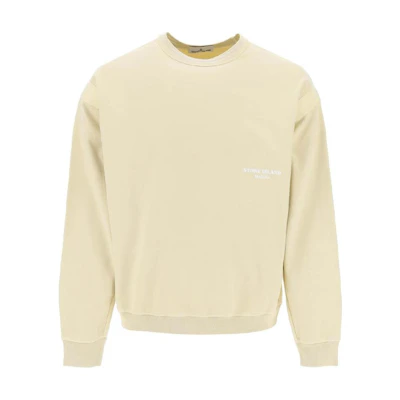 Stone Island Classic Yellow Crewneck Oversized Sweatshirt Men Long Sleeve 8015614X2-V0191