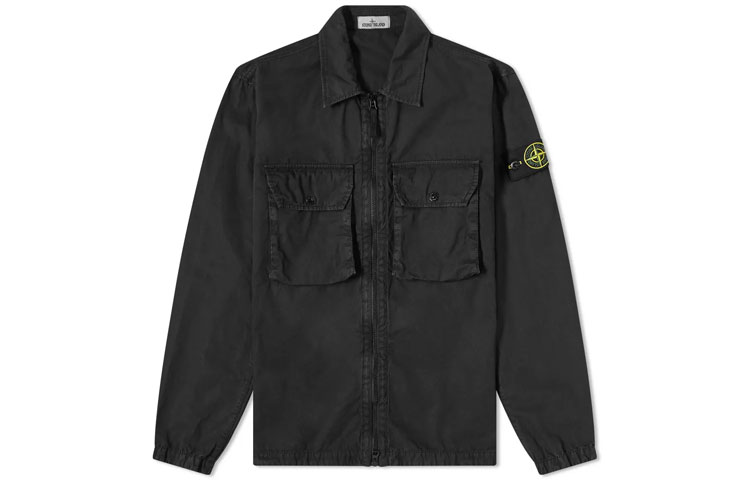 STONE ISLAND Classic Zip Shirt Jacket Black  Fall Collection 7515113WN-V0129