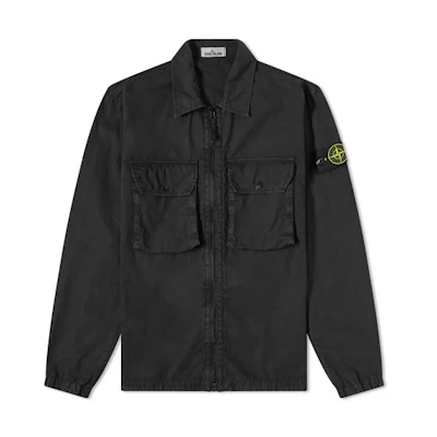STONE ISLAND Classic Zip Shirt Jacket Black Fall Collection 7515113WN-V0129