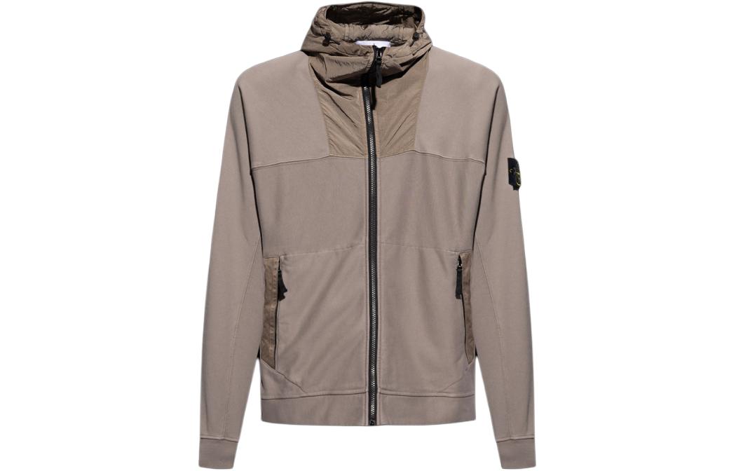 Stone Island Colorblock Zip-Up Hoodie Jacket - Gray 801560354-V0092