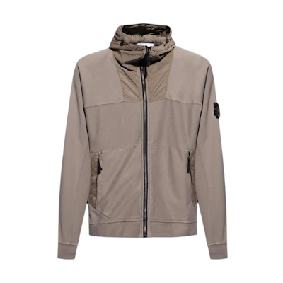 Stone Island Colorblock Zip-Up Hoodie Jacket - Gray 801560354-V0092