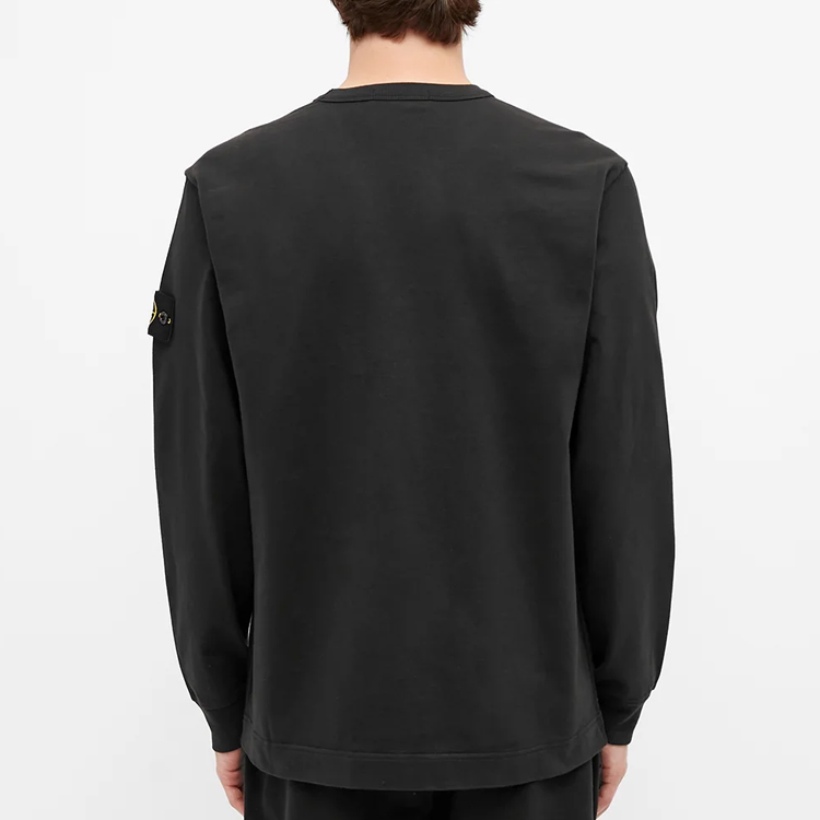 Shop Stone Island 羅盤徽章黑色長袖圓領運動衫 731564450-V0029
