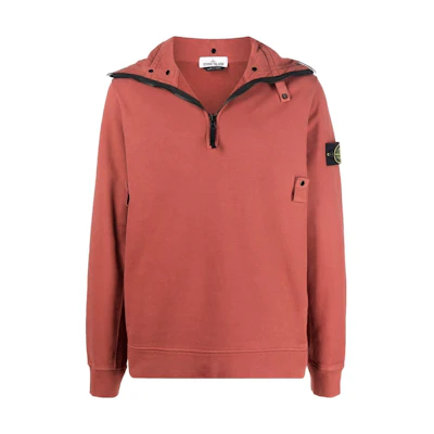 Stone Island Compass Badge Half-Zip Pullover Sweatshirt Orange 751560720-V0015