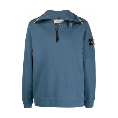 Stone Island Compass Badge Half-Zip Pullover Sweatshirt Blue 751560720-V0023