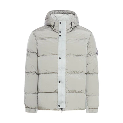 STONE ISLAND Compass Badge Hooded Puffer Jacket Unisex Grey 811541419-V0160