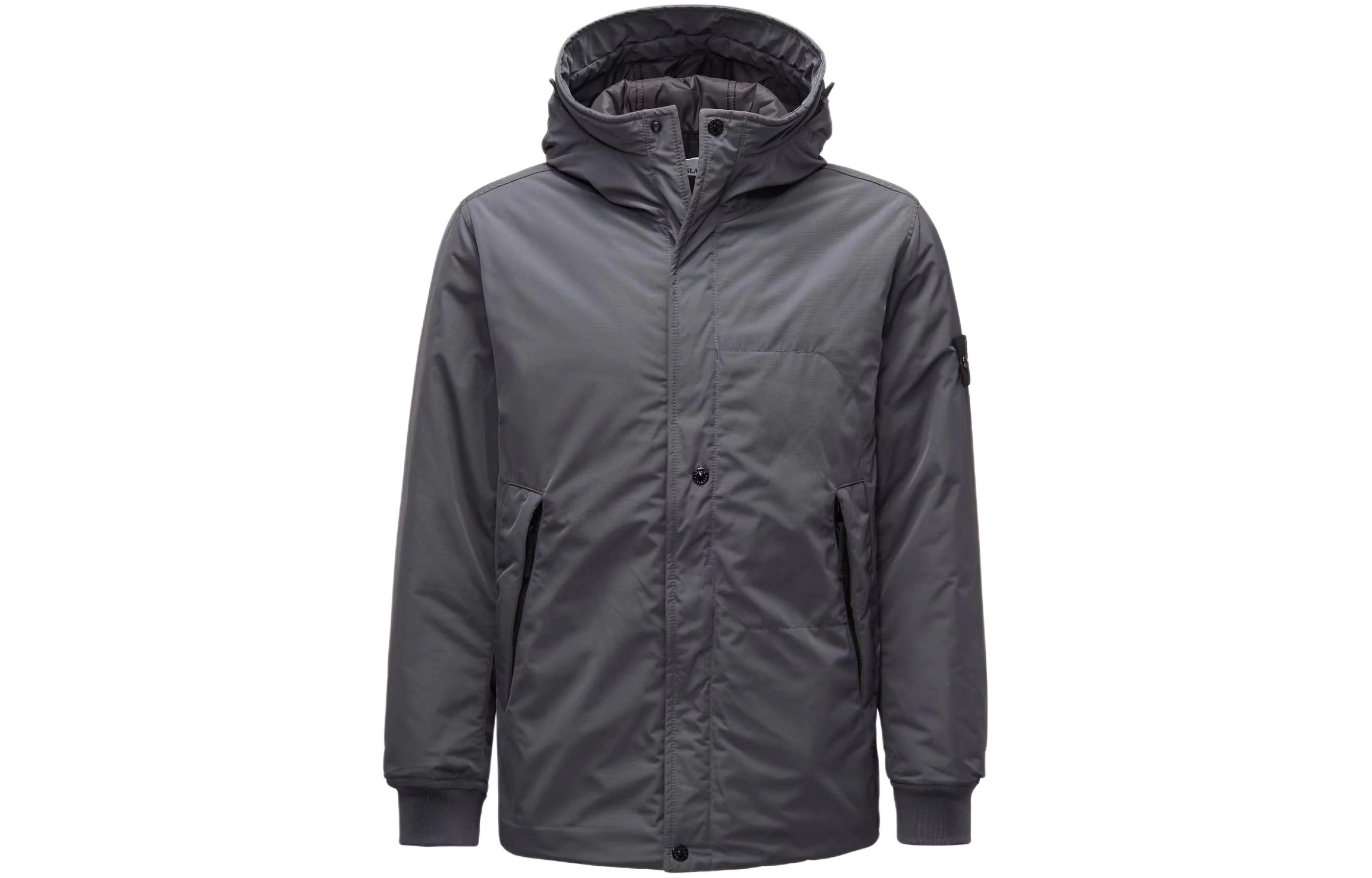 Stone Island Compass Badge Hoodie Jacket Gray - 791541826-V0062