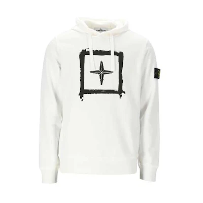 Stone Island Compass Badge Logo Hoodie White Unisex SS21 Edition. 741565894-V0001