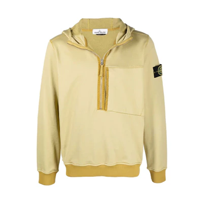 Stone Island Compass Badge Pullover Zip Hoodie Yellow - 751563247-V0098