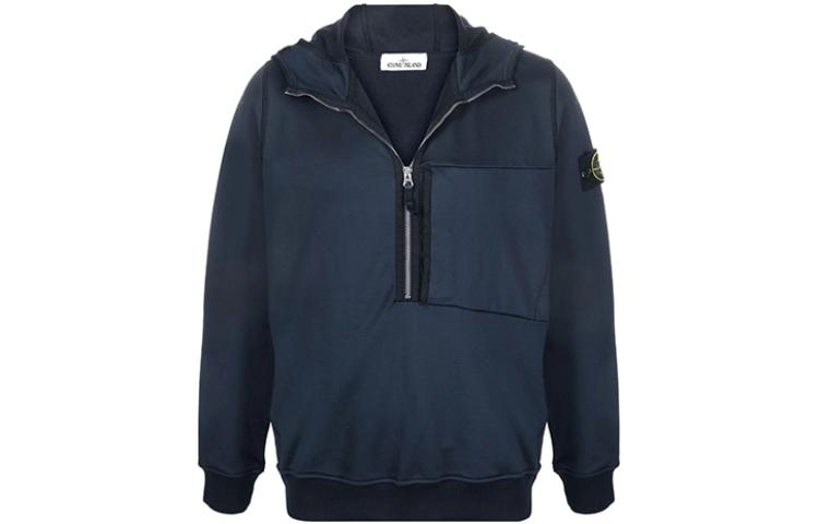 Stone Island Compass Badge Zip Hoodie Jacket Men Blue 751563247-V0020