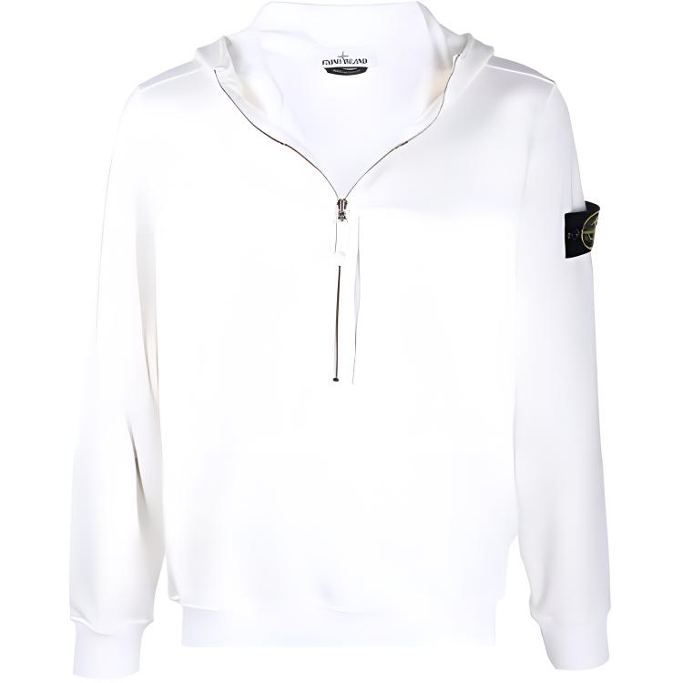 Stone Island Compass Badge Zip Hoodie Jacket White - Fashion 751563247-V0001