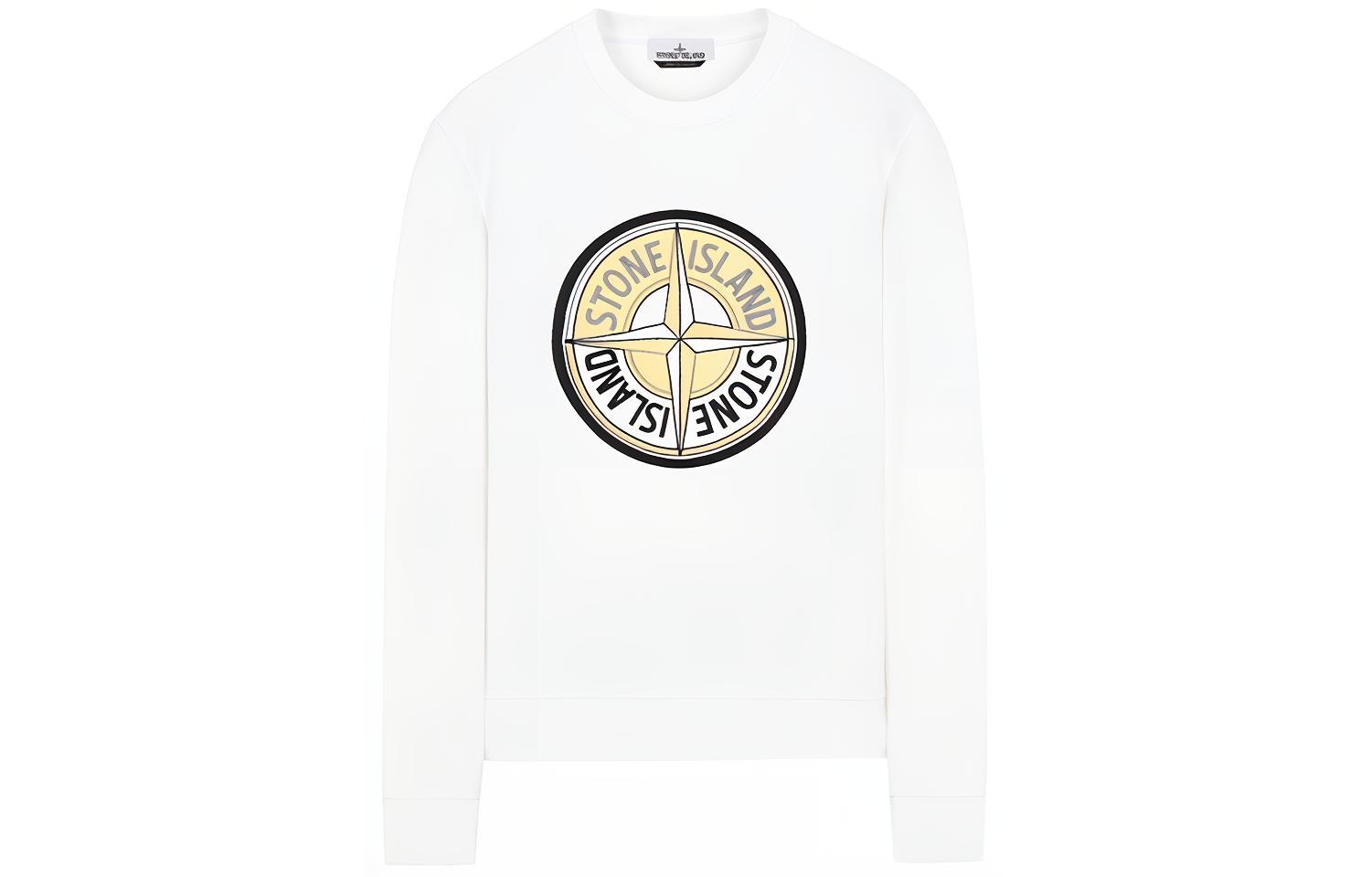 Stone Island Compass Embroidered Crewneck Sweatshirt Unisex White 731563094-V0001