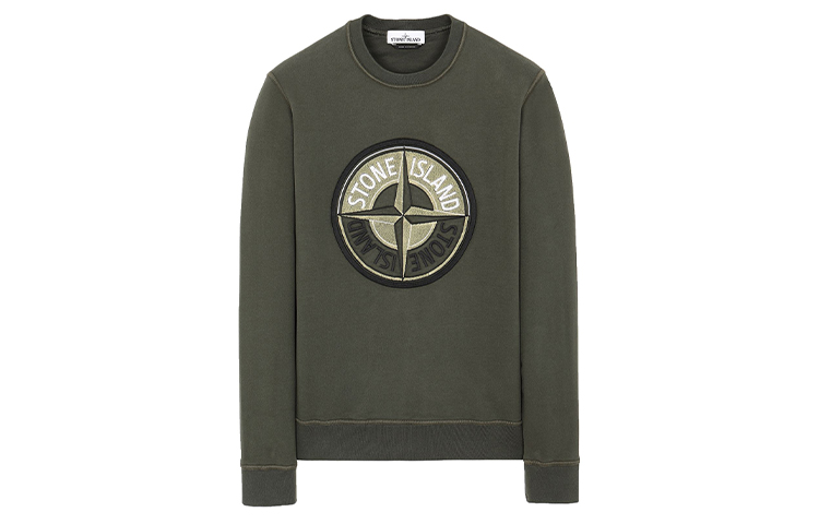 Stone Island Compass Embroidered Crewneck Sweatshirt Men’s Olive Green 731563094-V0059