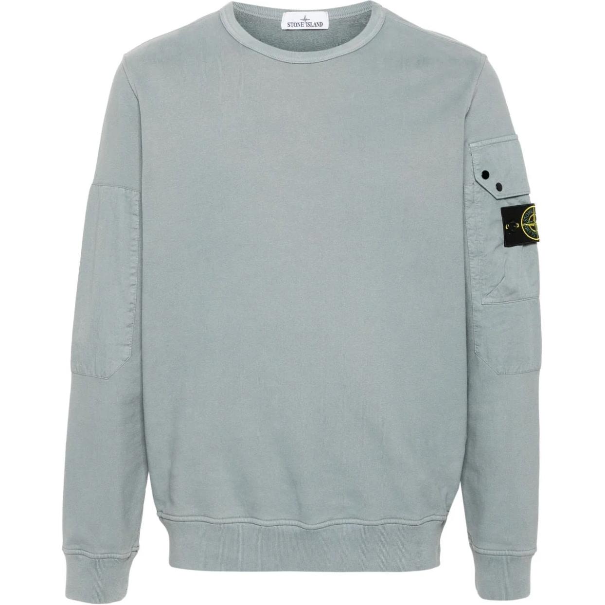 Stone Island Compass Logo Crewneck Fleece Sweatshirt Unisex - Autumn/Winter Sage Green. 811563920-V0066