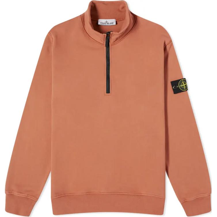 Stone Island Compass Logo Orange Pullover Sweatshirt for Men 801561951-V0013
