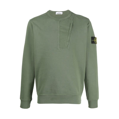 Stone Island Compass Logo Patch Pullover Sweatshirt Green 721563151-V0058