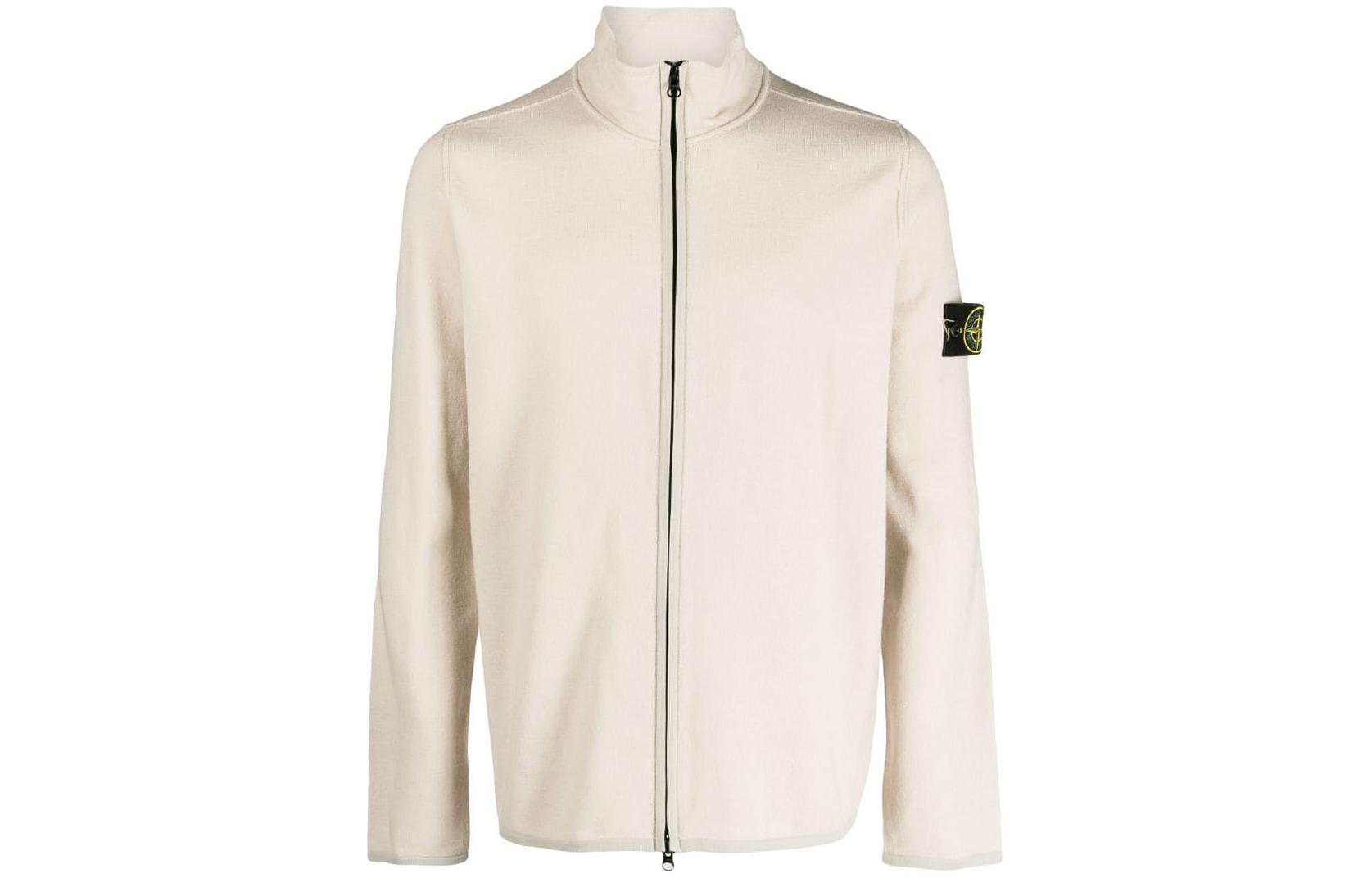 Stone Island Compass Logo Zip Collar Sweatshirt Ivory White - 7915503A1-V0097