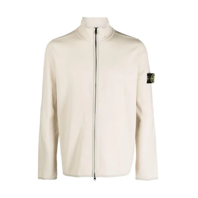 Stone Island Compass Logo Zip Collar Sweatshirt Ivory White - 7915503A1-V0097