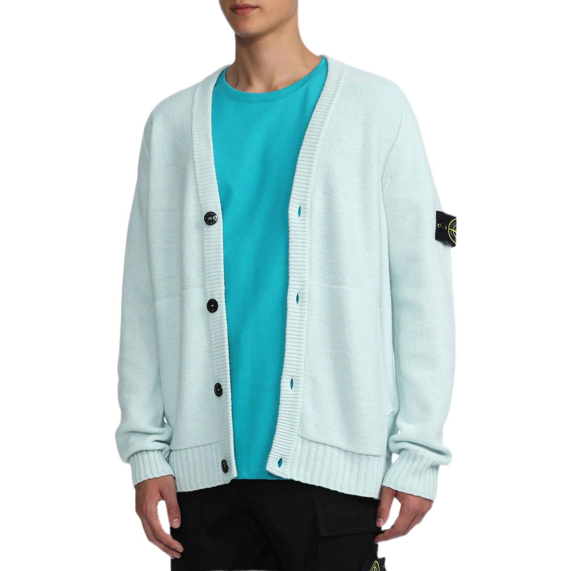 Details for 스톤 아일랜드 컴파스 패치 가디건 울 스웨터 라이트 그린 7515504A3-V0052