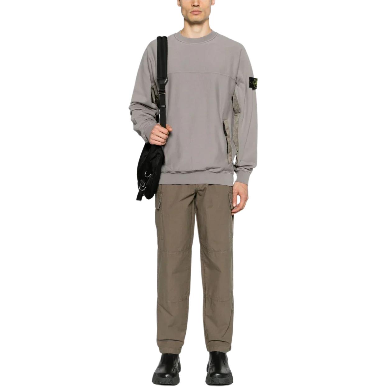 Stone Island Compass Patch Crewneck Sweatshirt Men Grey Long Sleeve Pullover. 801560154-V0092 圖 3