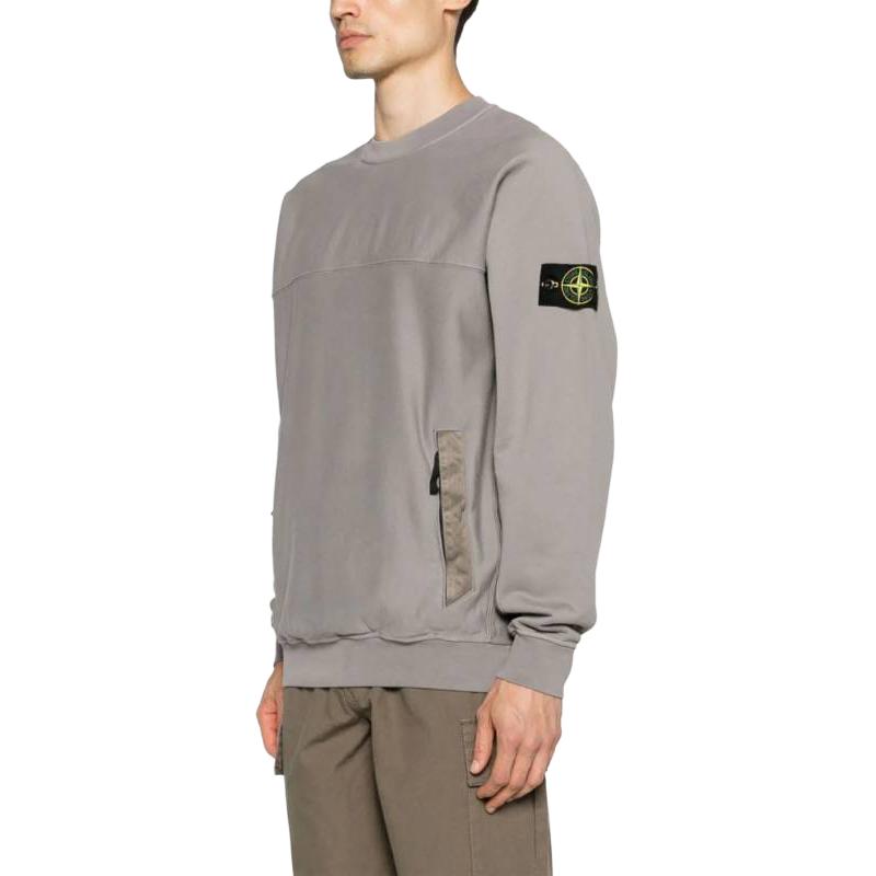 Stone Island Compass Patch Crewneck Sweatshirt Men Grey Long Sleeve Pullover. 801560154-V0092 圖 5
