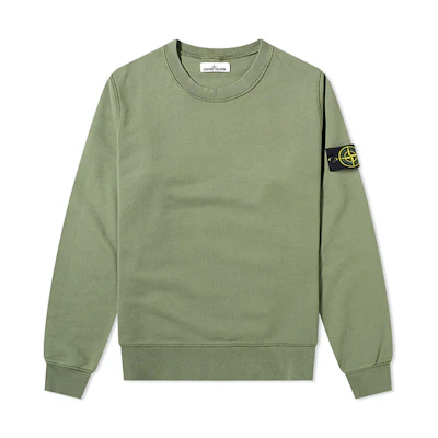 Stone Island Compass Patch Garment Dyed Crew Sweatshirt Green Casualwear 721563051-V0058
