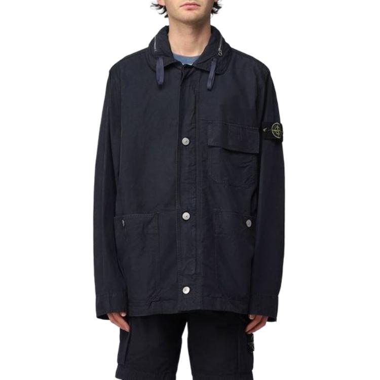 Stone Island Compass Patch Hoodie Zip Jacket Blue 781542329-V0020