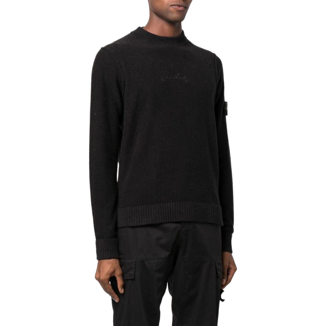STONE ISLAND Compass Patch Knit Pullover Sweater Black 7715570QA-V0029 圖 4