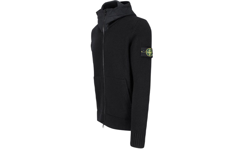 STONE ISLAND Compass Patch Knit Zipper Hoodie Jacket  Black 7515531A3-V0029 圖 4