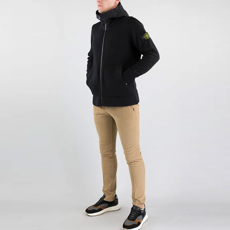 STONE ISLAND Compass Patch Knit Zipper Hoodie Jacket  Black 7515531A3-V0029 圖 5