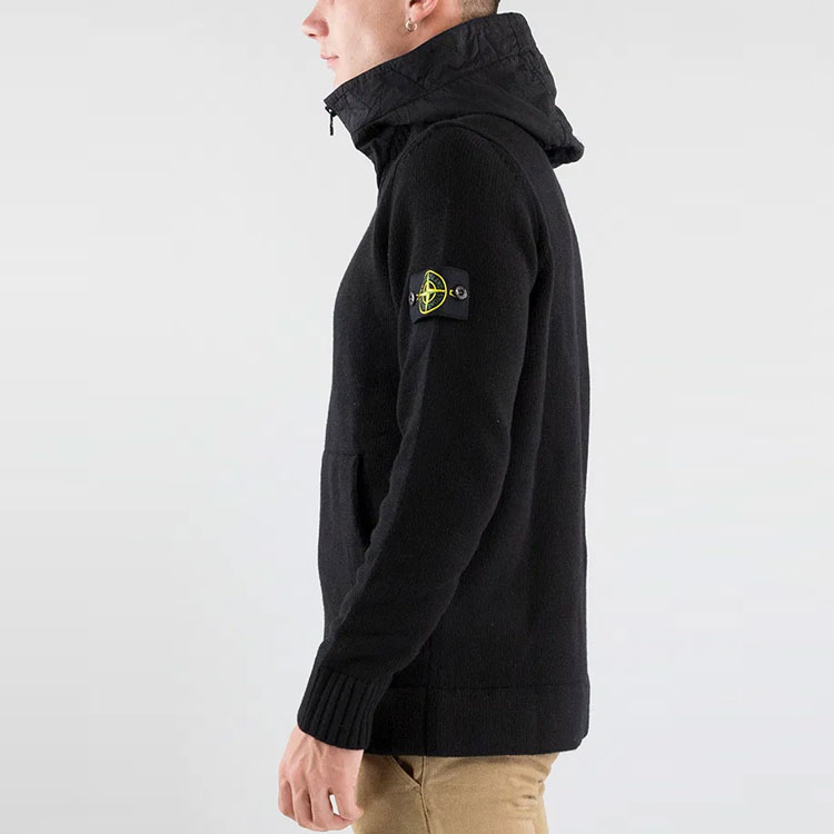 STONE ISLAND Compass Patch Knit Zipper Hoodie Jacket  Black 7515531A3-V0029 圖 7