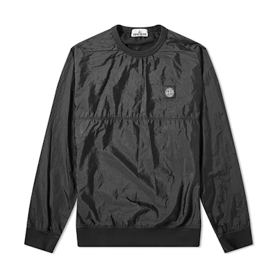 STONE ISLAND Compass Patch Nylon Crewneck Pullover Sweatshirt Black 711563036-V0029