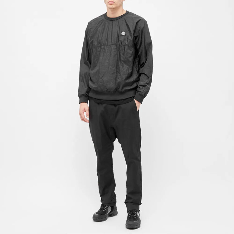 STONE ISLAND Compass Patch Nylon Crewneck Pullover Sweatshirt  Black 711563036-V0029 圖 4