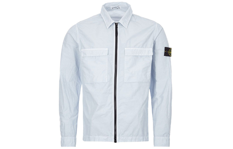 Stone Island Compass Patch Pocket Zip Jacket Men’s Light Blue 721511102-V0041