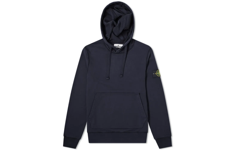 Stone Island Compass Patch Pullover Hoodie Navy Blue - 721564151-V0020