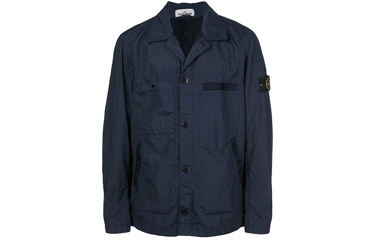 Stone Island Compass Patch Workwear Jacket Navy Blue 721544229-V0028
